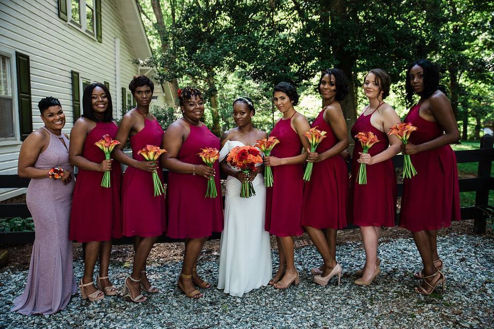 Bride and bridesmaids