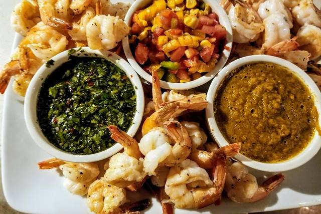 Sauteed Shrimp/ Salsa Roja/ Chimichurri/ Roasted corn relish