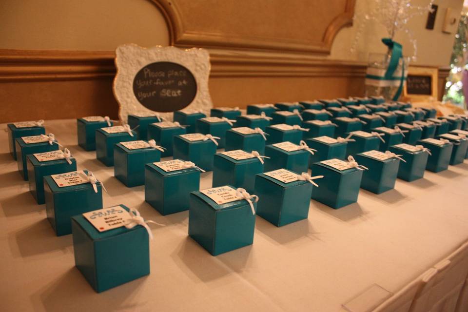 Favors doubled as take-home favor and place card