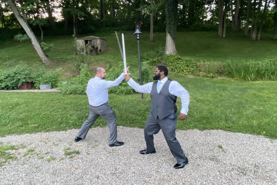 Wedding sword fight