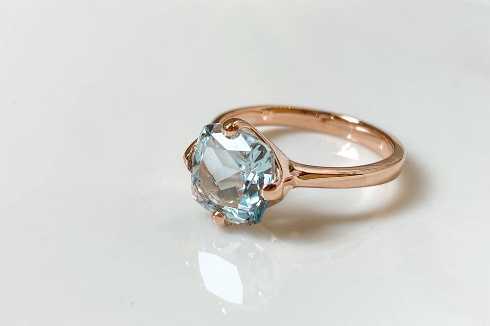 Narae ring with aquamarine