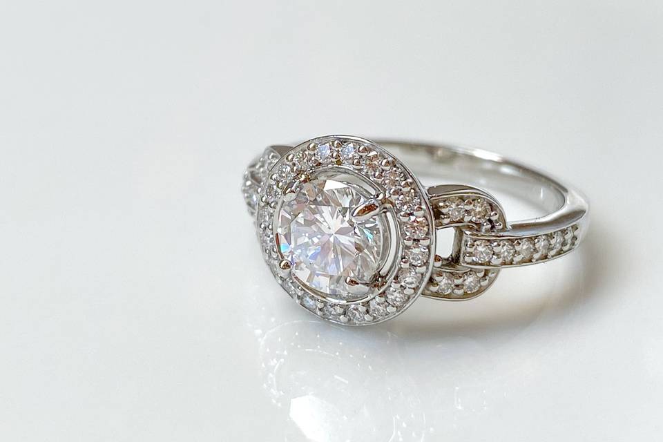 Diamond platinum halo ring
