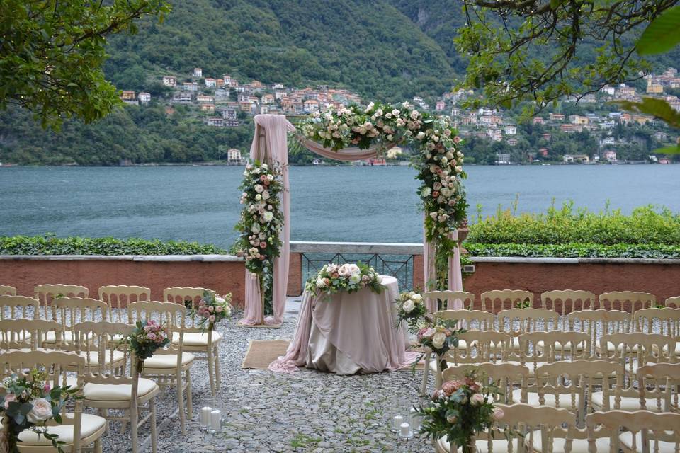 Wedding arch on the lake