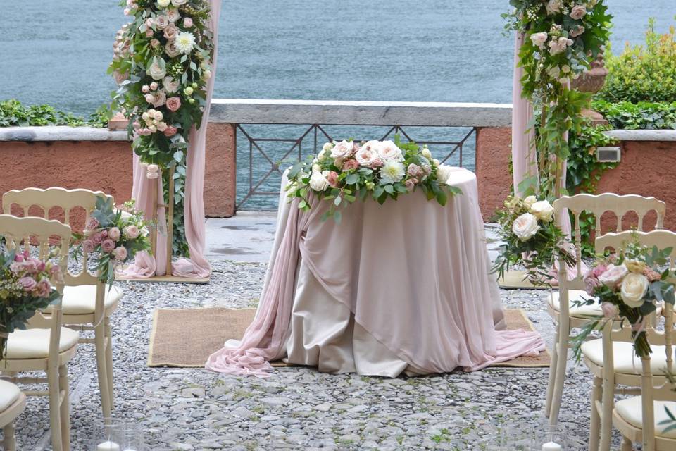 Wedding arch on the lake