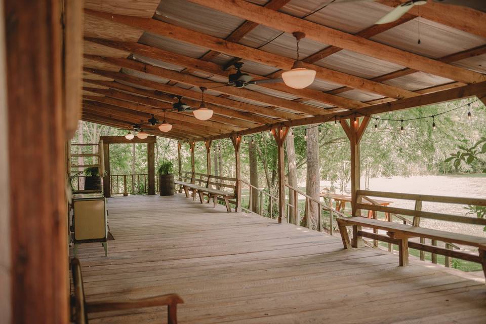 Large cypress covered porch