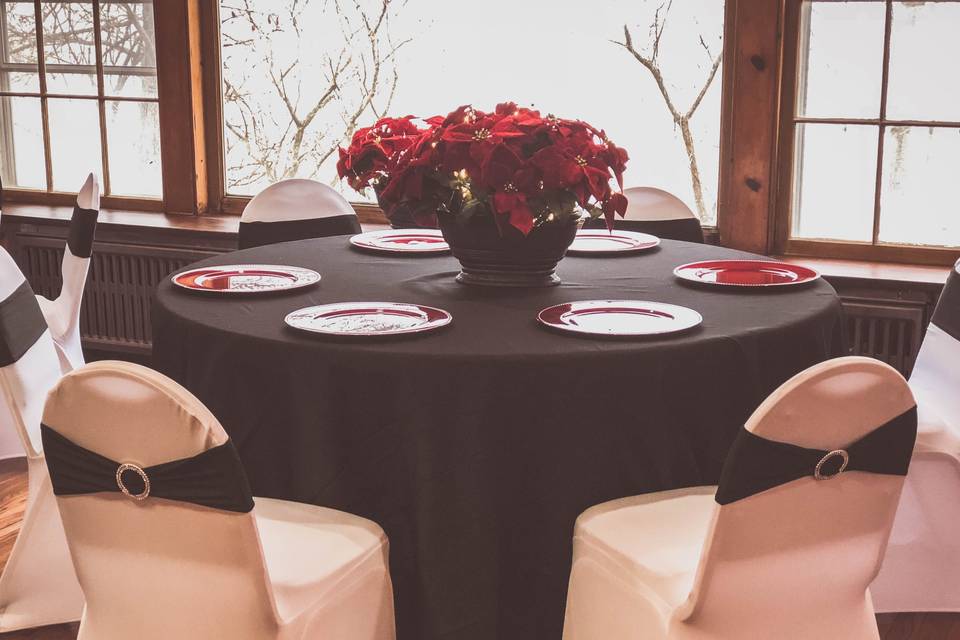 Table setting and floral centerpiece