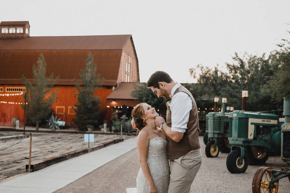 Groom holding his bride