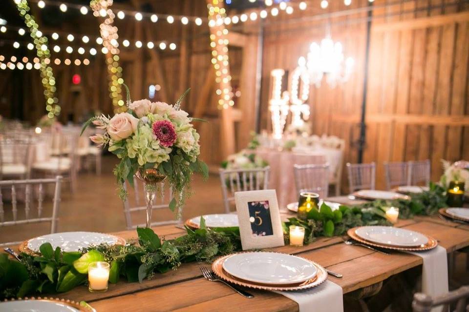 Head table setup and decor