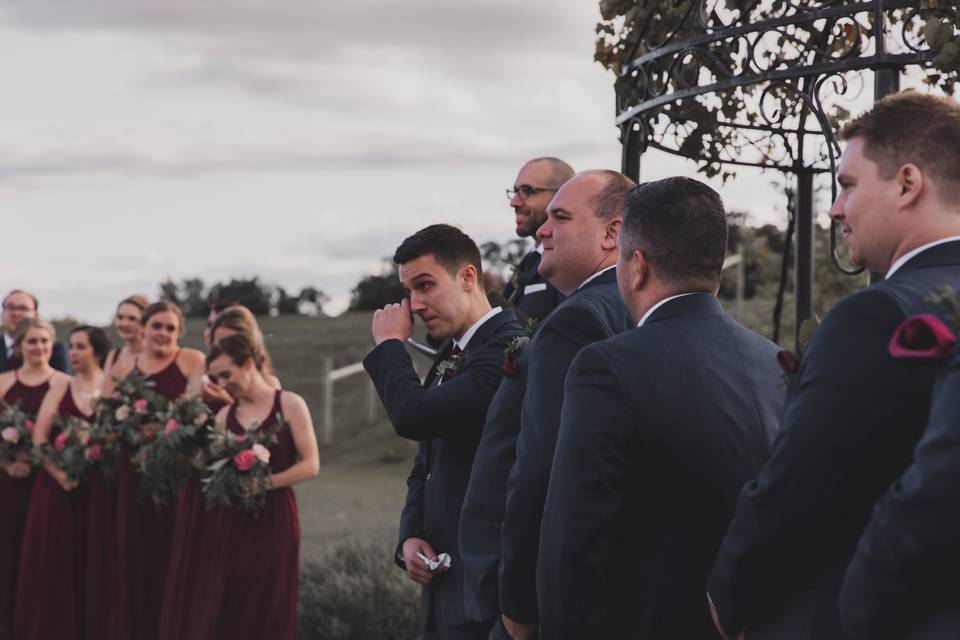 The groom's first look