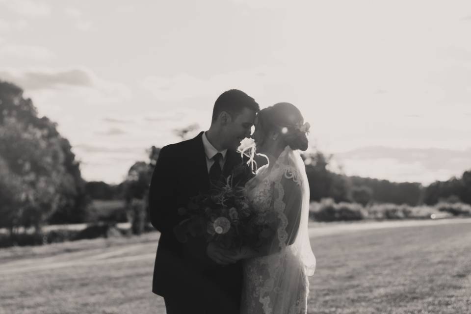Black and white wedding portrait