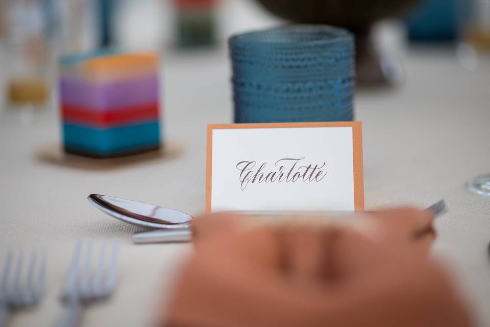 Place setting calligraphy