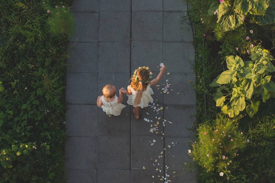 Bride and a flower girl