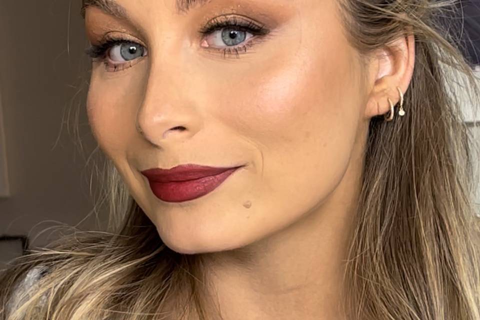 Skin focused look with red lip