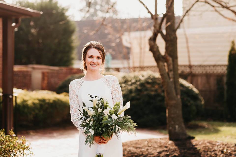 Bride with white bouquet