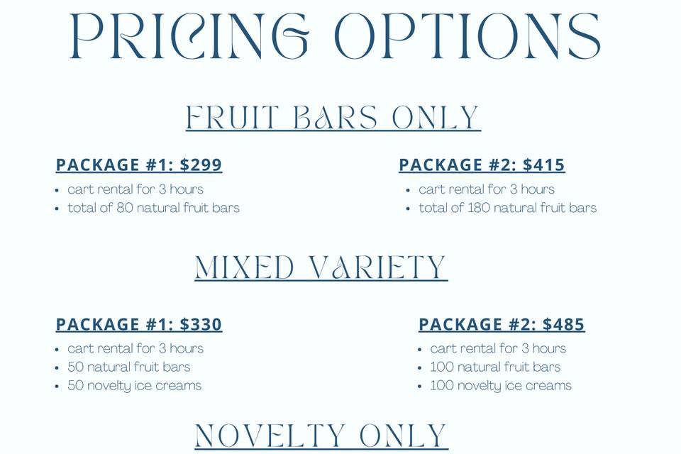 Pricing & Flavors