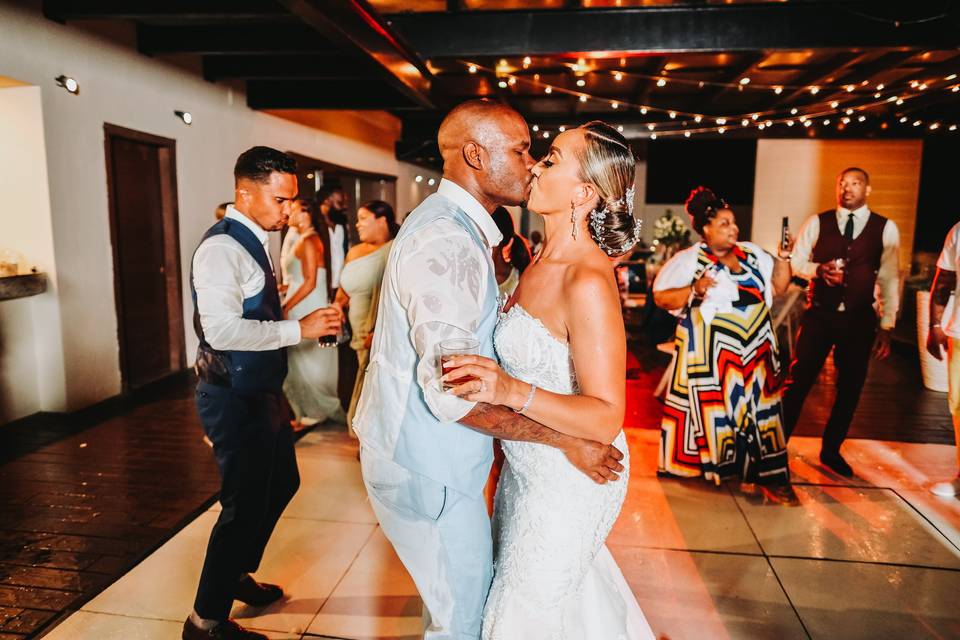 Bride and Groom Kiss