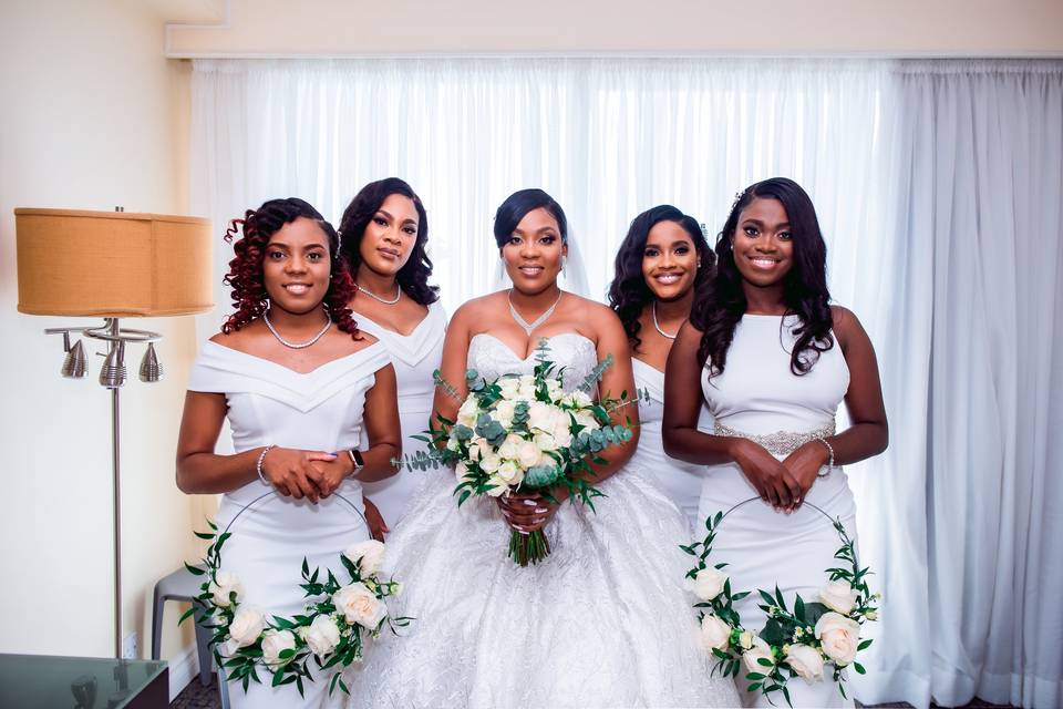 Bride and Her Bridesmaids