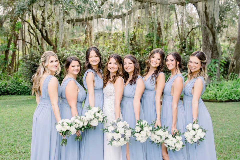 Bride with bridesmaids