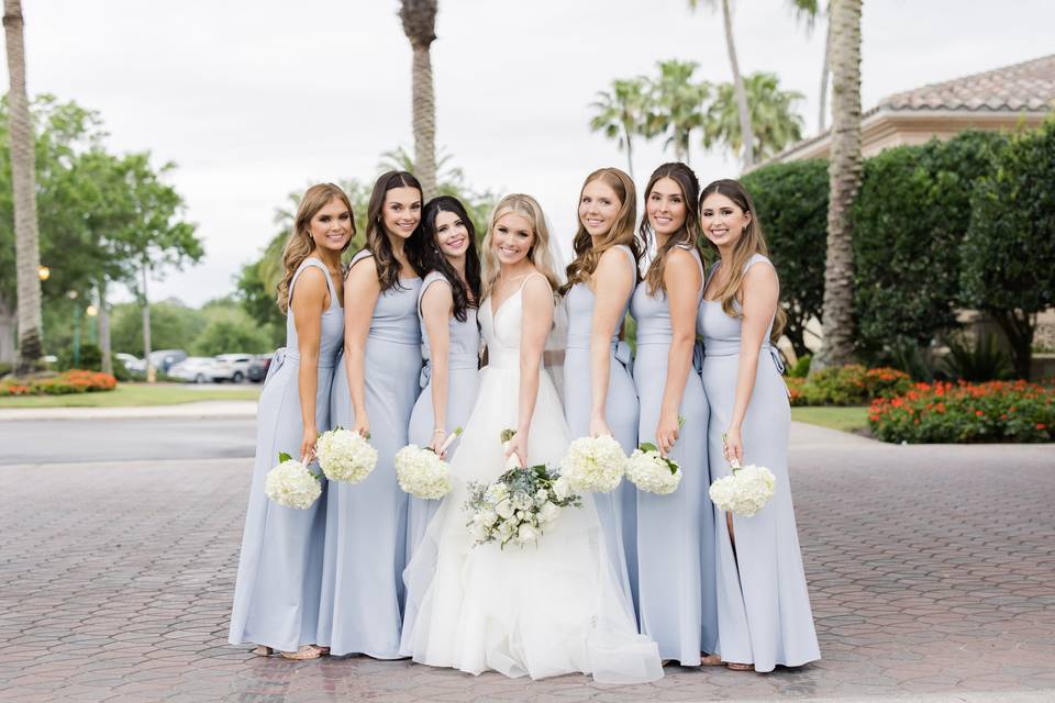 Bride with bridesmaids