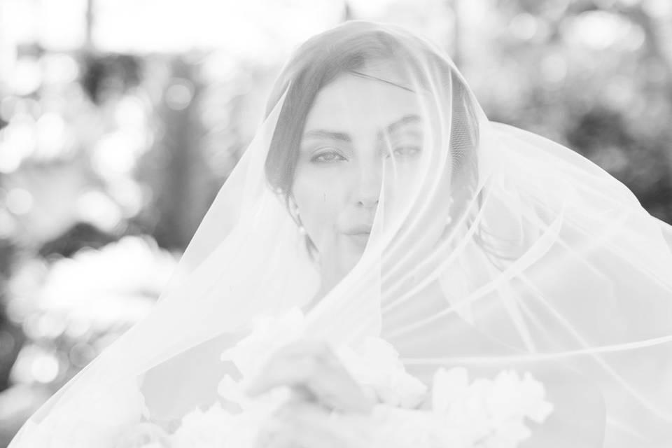 Bride with her veil