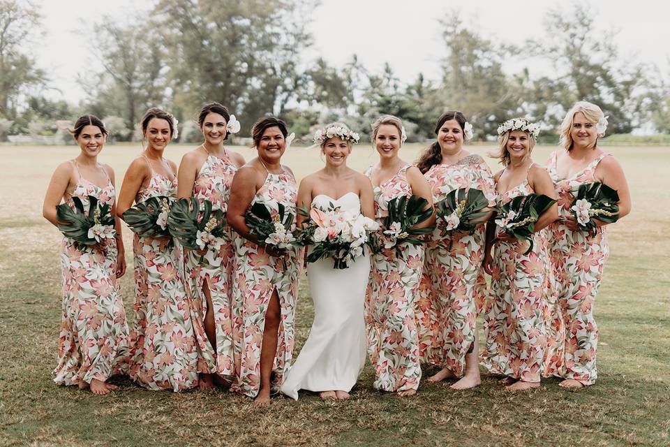 Tropical bridesmaids attire