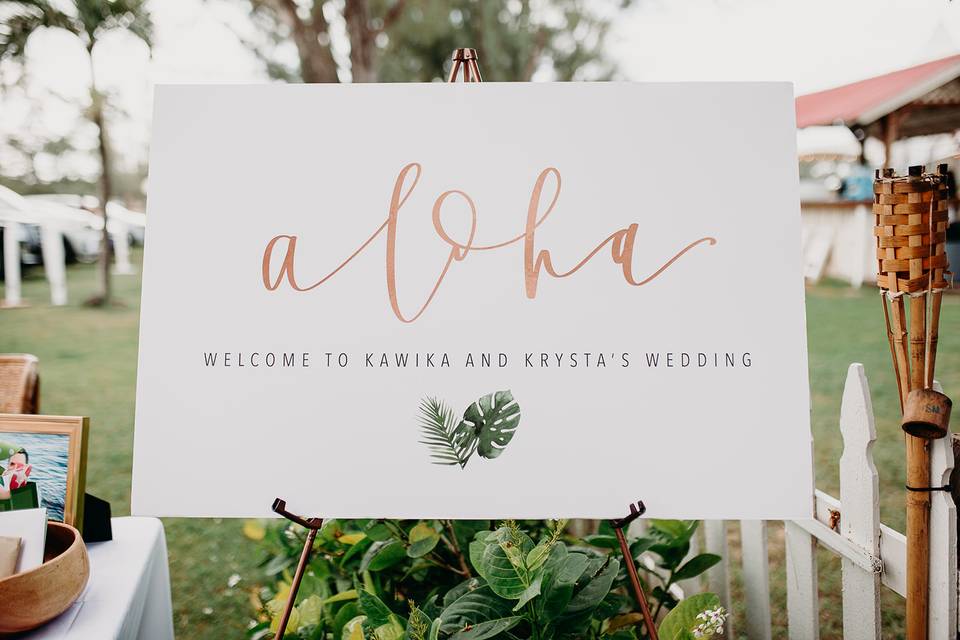 ALOHA welcome sign