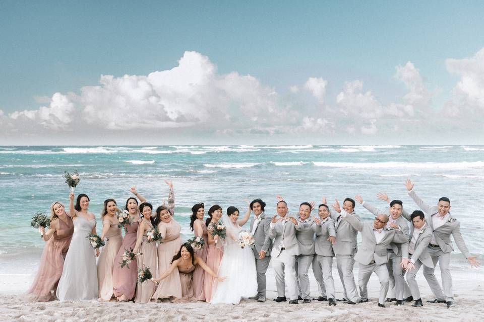 Wedding party beach photo