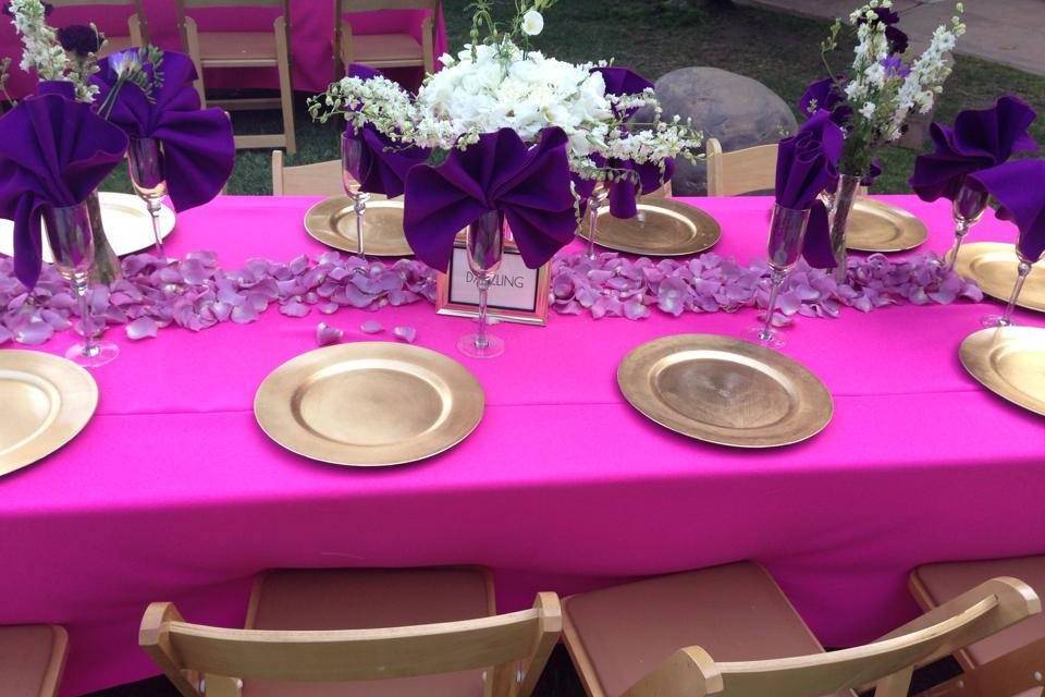 Table setup with centerpiece