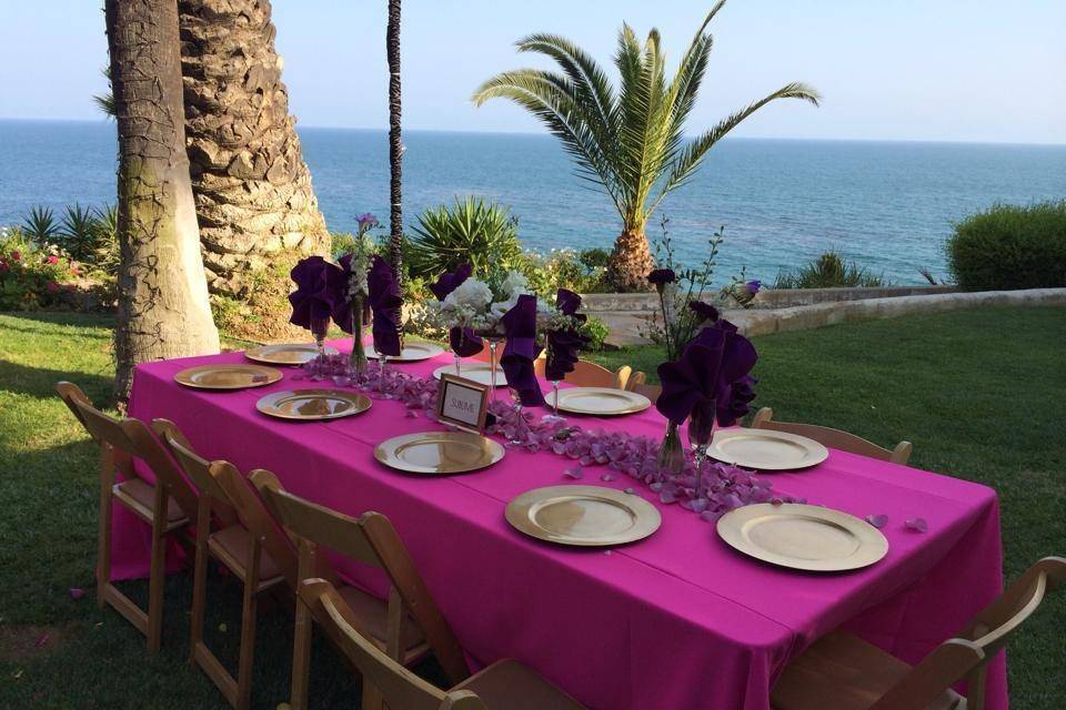 Table setup with centerpiece