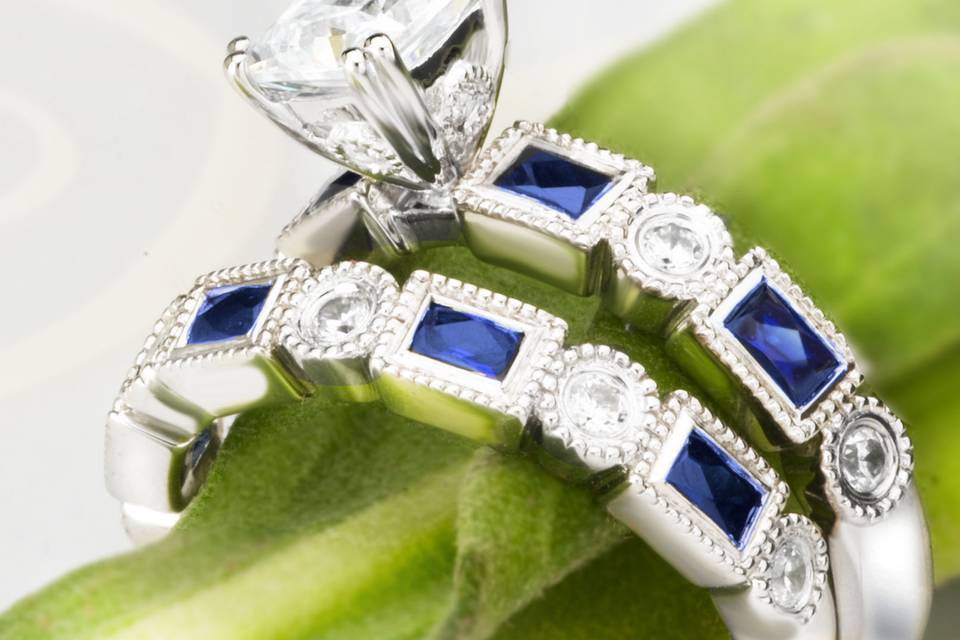 Diamonds with Baguette Sapphires