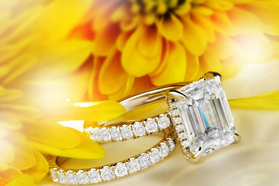 Emerald Cut Classic Halo