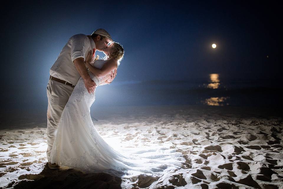 Full moon on the beach