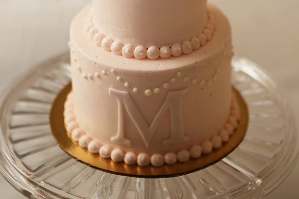 2-tier wedding cake with initial