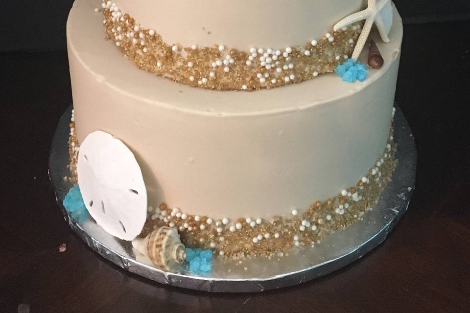 Sea-themed wedding cake