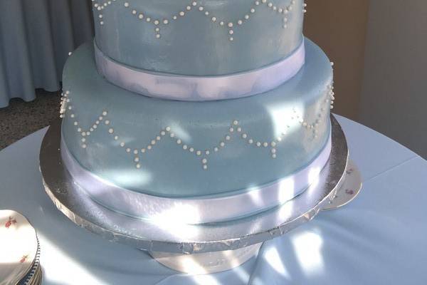 Wedding cake with blue fondant