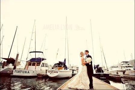 Couple kiss at the dock