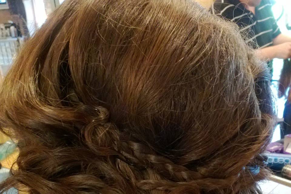 Updo with low chignon and braids