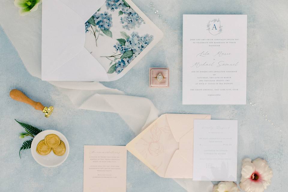 Floral Invitation Flatlay