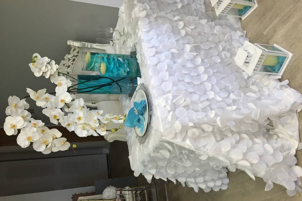 Ocean theme wedding set up at our Miami showroom