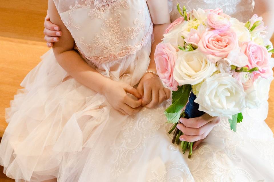 Bride and flower girl