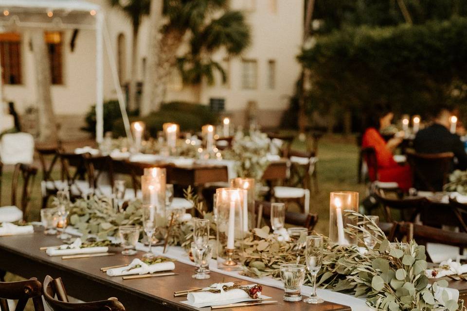 Farm Tables + Greenery