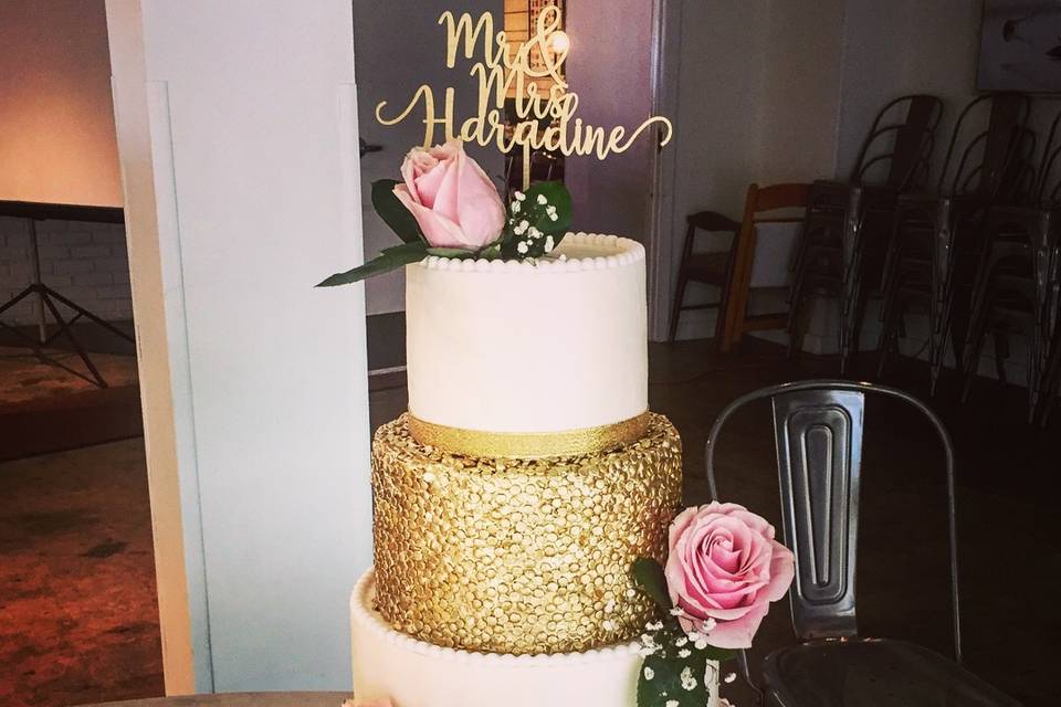 Gold sequins and buttercream