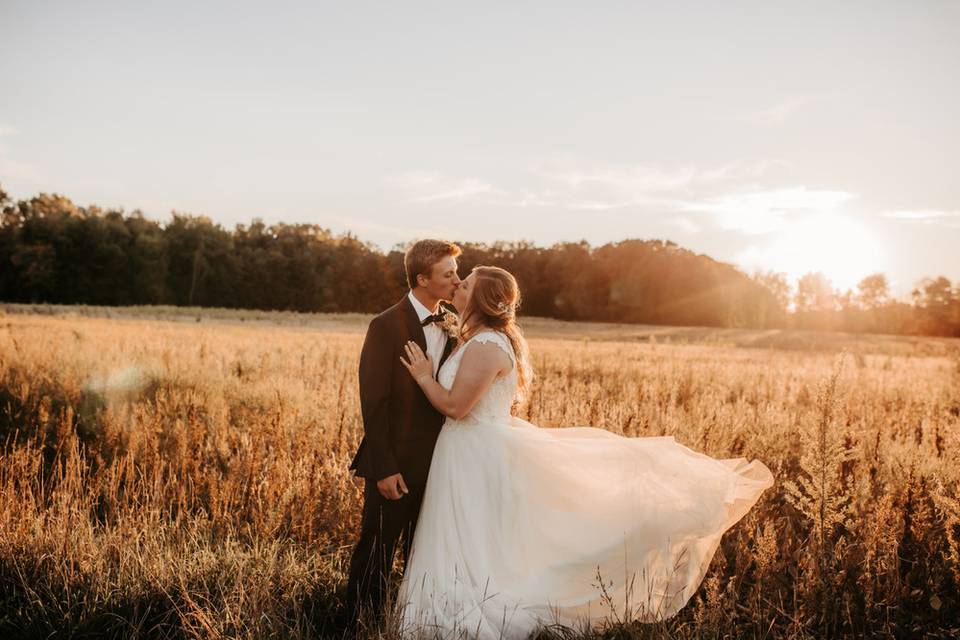 In the field at sunset