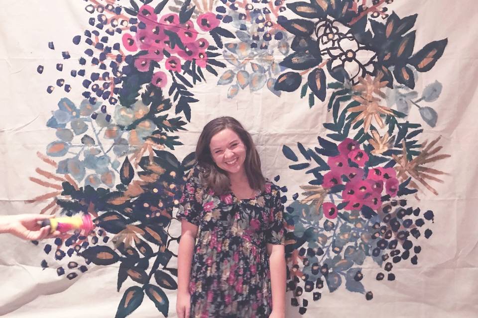 Hand-painted floral backdrop for courtney and hampton's wedding