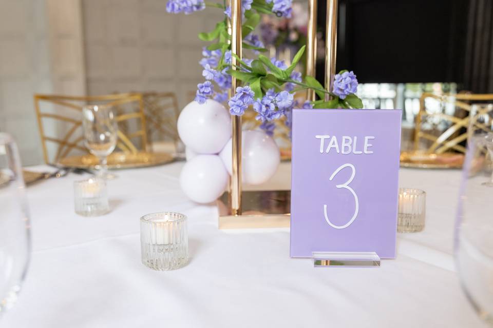 Purple Table Number