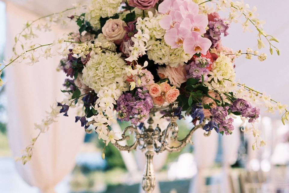 Table setup with centerpiece