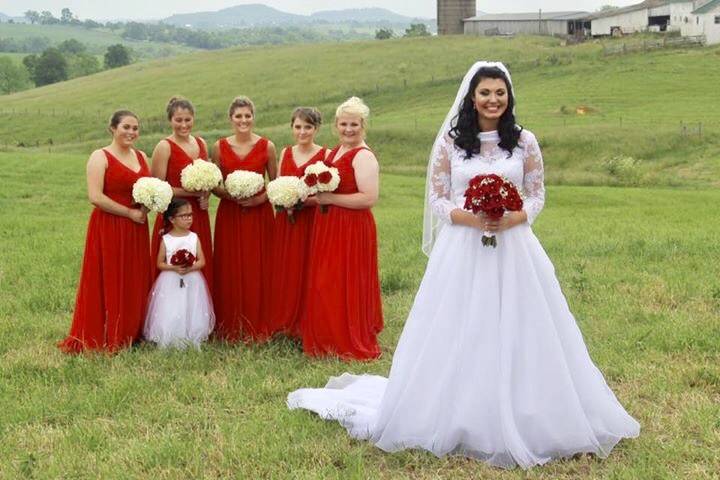 Bridal party outdoors