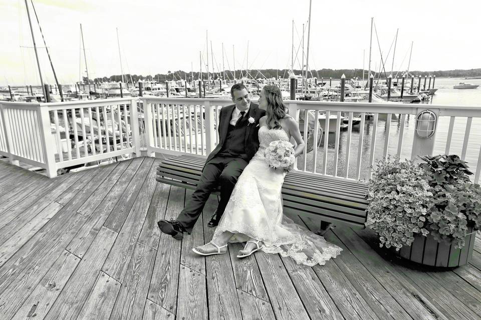 Couple relaxing in black and white