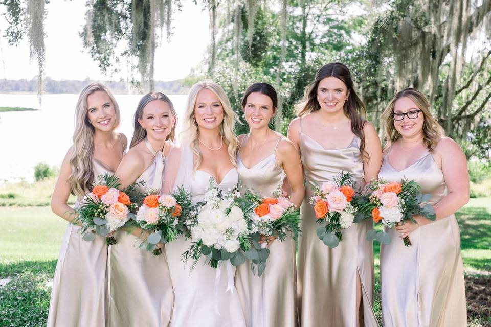 Bride and bridesmaids