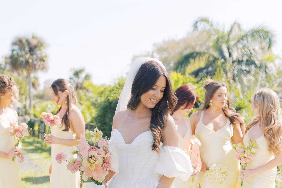 Bride and bridesmaids in mumu